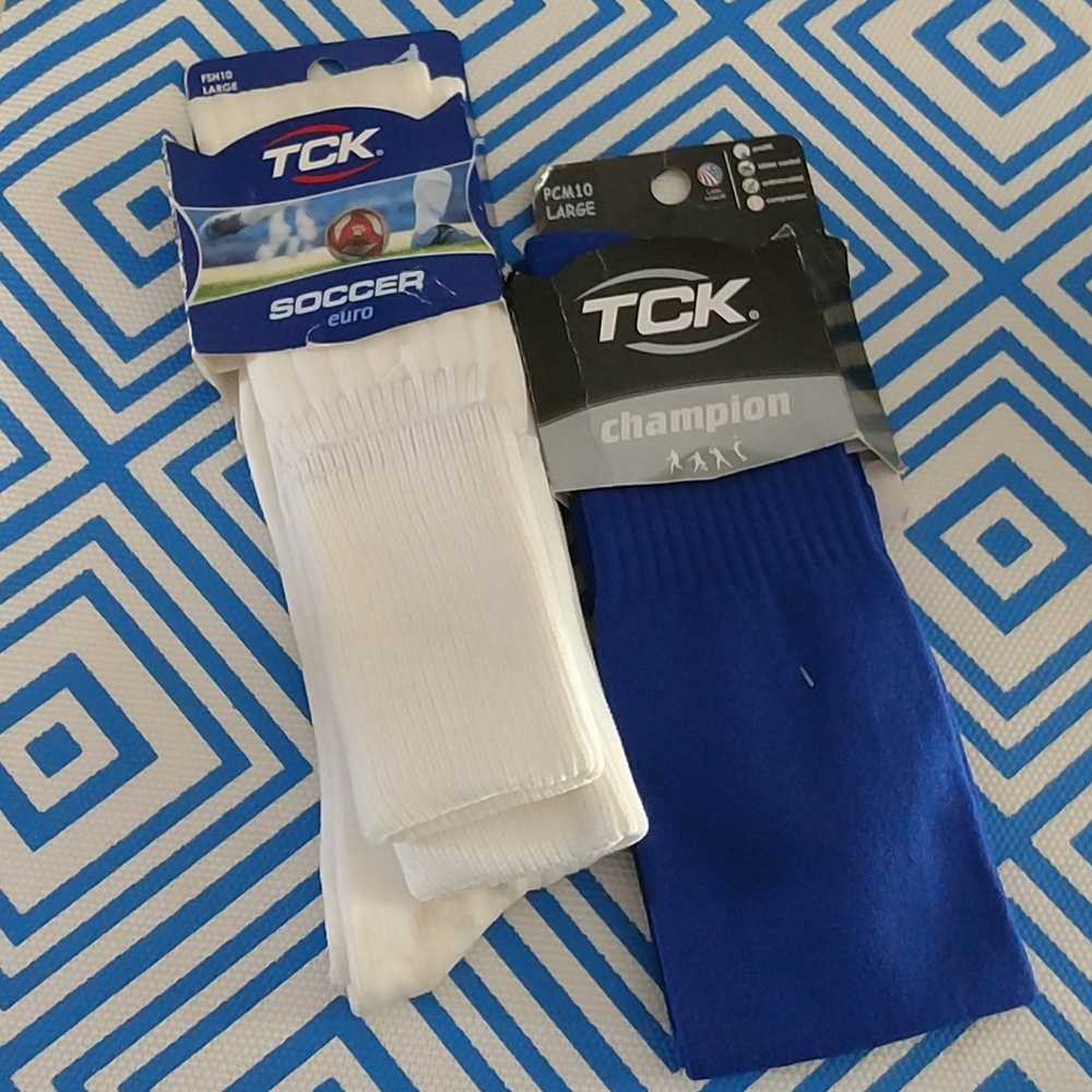 NWT TCK soccer socks, 2 pair, large, 9-12 shoe